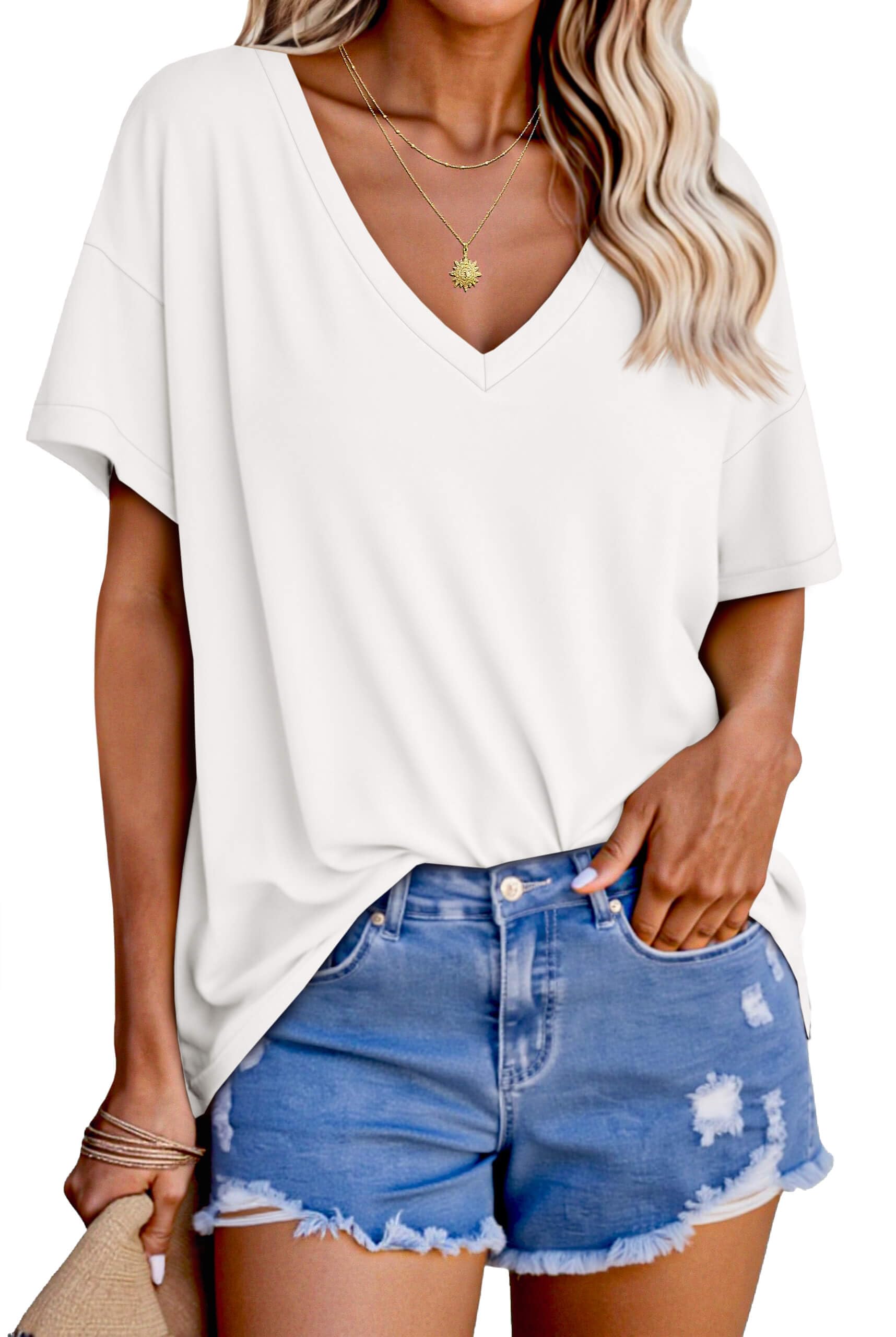 Tankaneo Oversized Short Sleeve T Shirts for Women Loose Fit