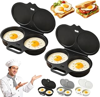 2 Pcs Microwave Egg Poacher 2027 Upgraded Dual Cavity Egg Cooker for 2 Eggs