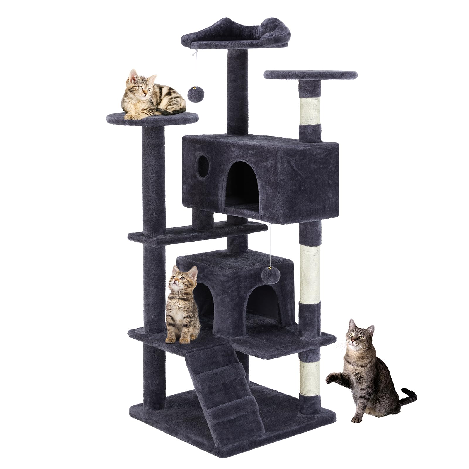 Aidoly 54 Inch Cat Tree Tower with Sisal Scratching Posts, Multi-Level | Cat Tow