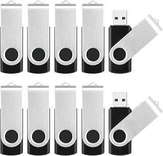 8GB Flash Drive 10 Pack Bulk USB Flash Drives, USB2.0 Thumb Drive USB Stick for Data Storage Backup, Jump Drive Pen Drive Zip Drive Memory Stick with Indicator, USB Storage Flash Drive Swivel Design