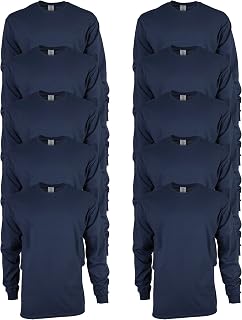 Gildan Camiseta de manga larga, de Ultra Cotton, estilo G2400, Camiseta para Hombre, Navy (10-Pack), XXL, #REF!
