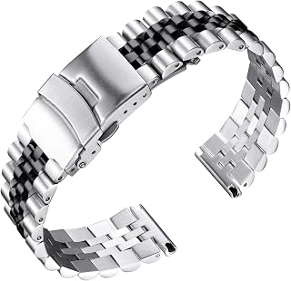 BINLUN Stainless Steel Watch Bands Replacement Metal Watch Straps Bracelet with Durable Butterfly Clasp 18mm 20mm 22mm 24mm 26mm in Black, Silver, Gold, Rose Gold, Gold-Silver for Men and Women
