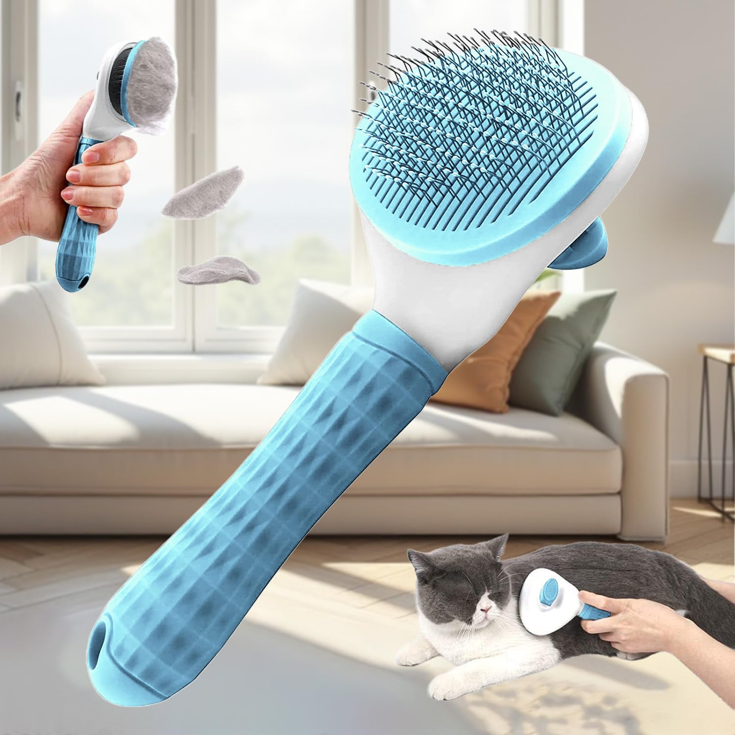 1PC Pet Brush for Cats and Dogs - Stainless Steel Grooming Comb for Long Hair, S