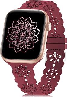Floral Silicone Band Compatible with Apple Watch Bands for Women Men