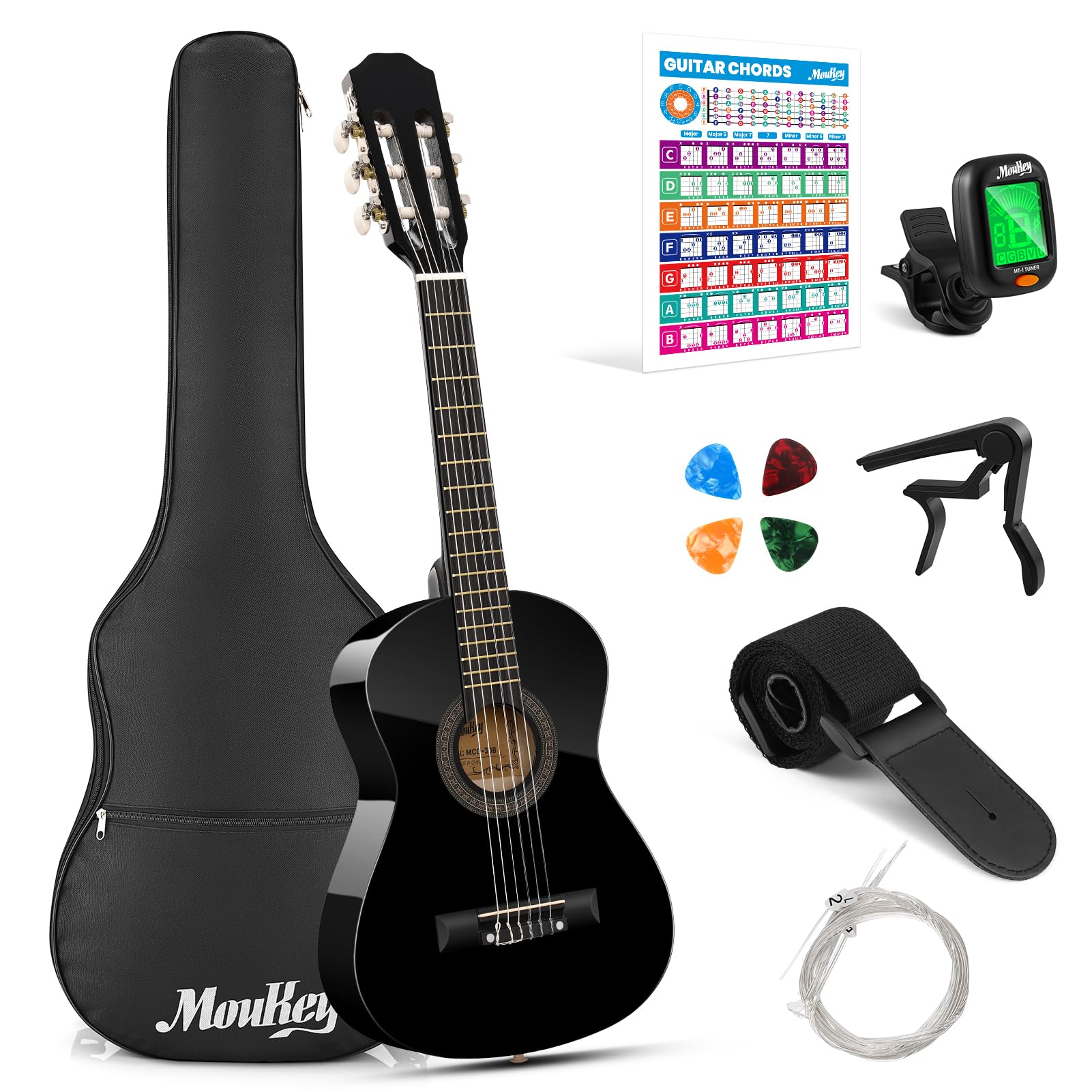 Moukey 30" Acoustic Guitar for Beginners Kids Youth 1/4 Size Dreadnought Guitarr