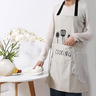 Aprons for Men and Women For cooking with pockets Bib Apron Waterproof & Oil Resistant 1 Pack, Black