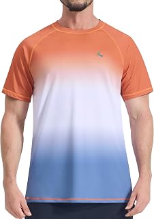 KPSUN Men's Swim Shirts Short Sleeve Quick Dry UPF 50+ Sun Protection Rash Guard Beach Fishing T Shirts