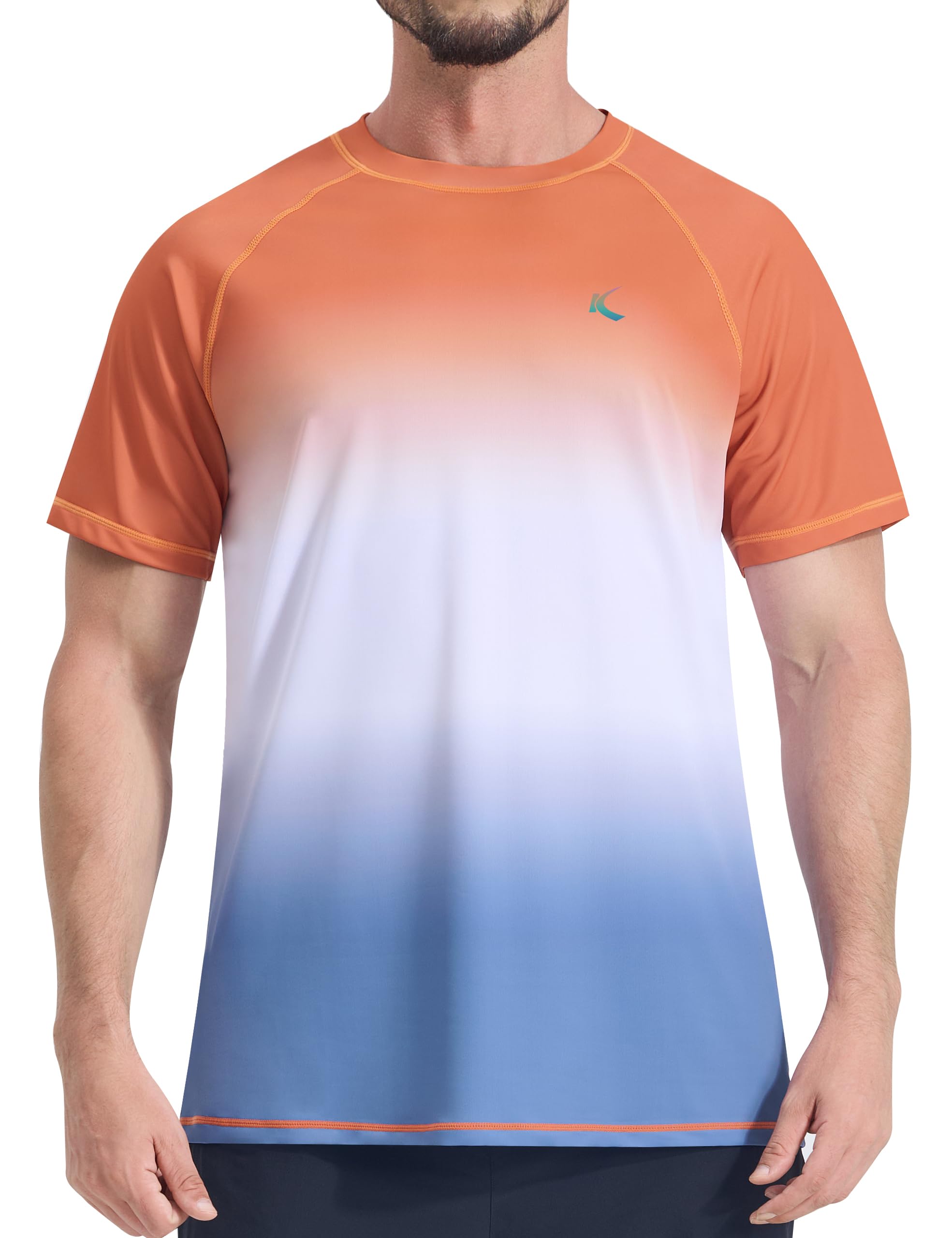 KPSUN Men's Swim Shirts Short Sleeve Quick Dry UPF 50+ Sun Protection Rash Guard