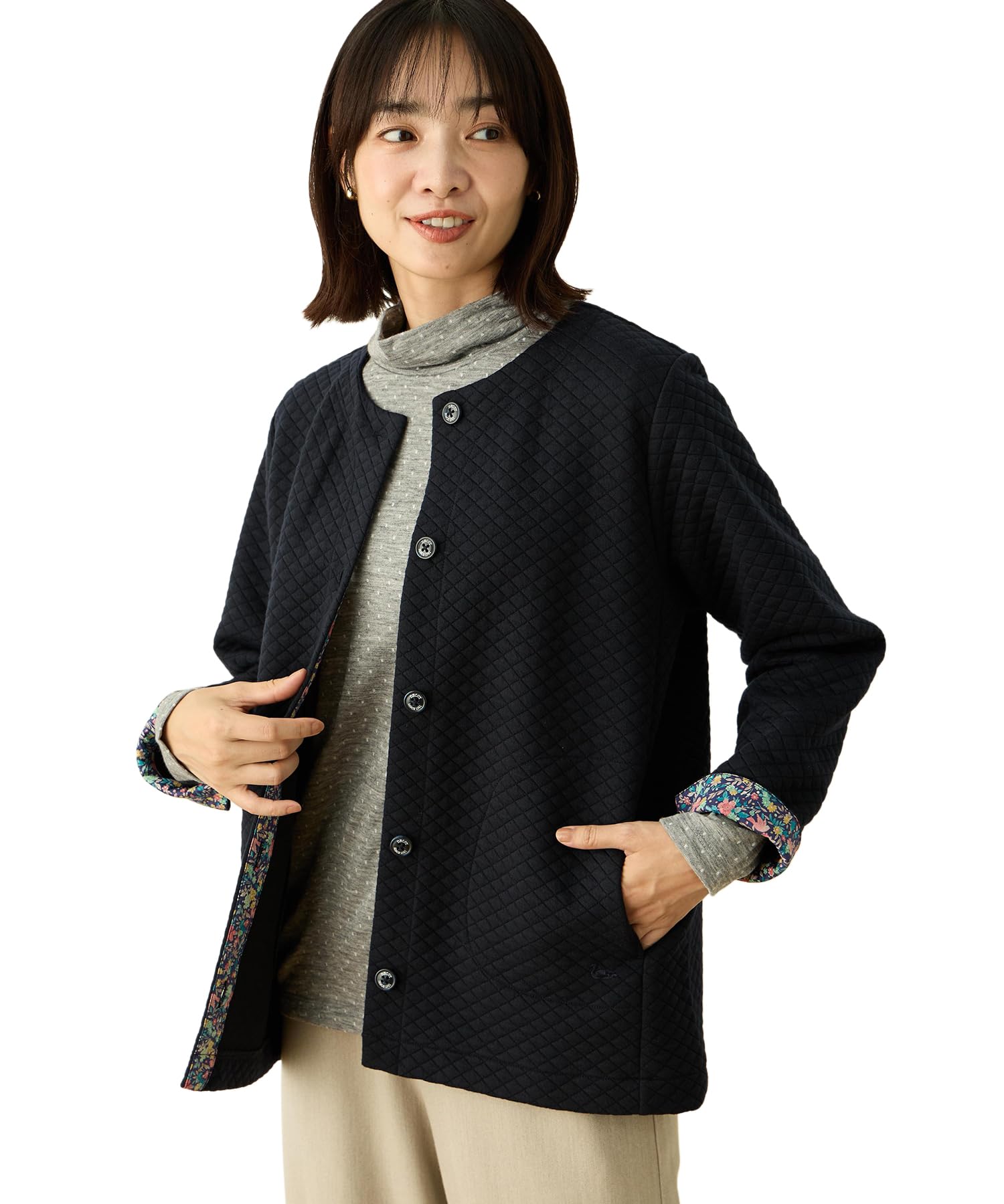 Decoy Liberty 491306 Women's Quilted Cardigan with Liberty Print