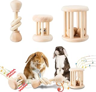 AOWPFVV Wooden Bunny Toys,Safe Rabbit Toys for Guinea Pigs,Small Animals | Teeth Grinding,Enrichment,Boredom Breaker,Chew Toys for Chinchillas,Hamster,Rats Indoor&Outdoor