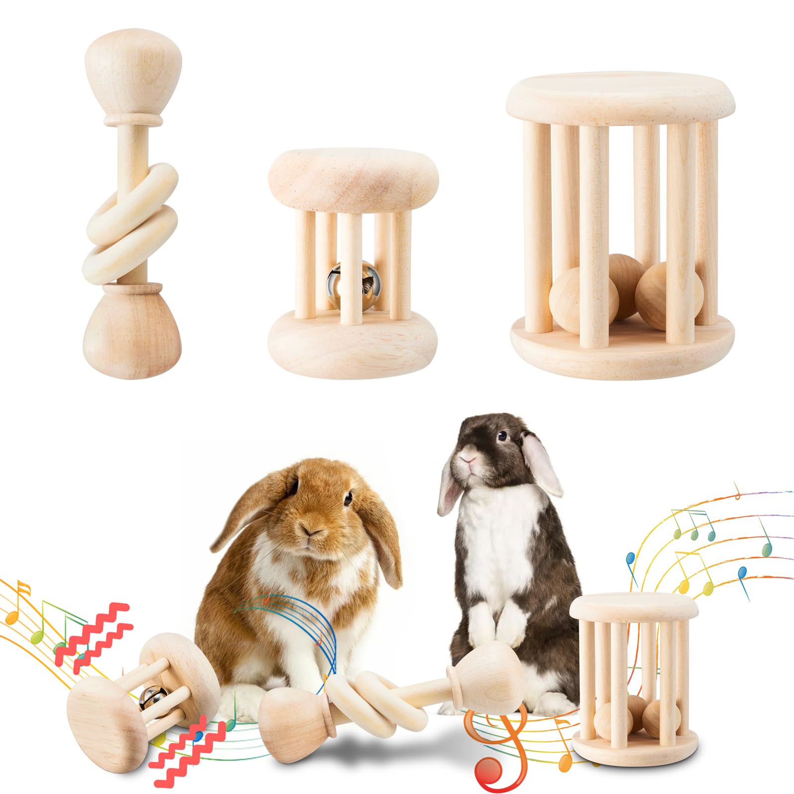 AOWPFVV Wooden Bunny Toys,Safe Rabbit Toys for Guinea Pigs,Small Animals | Teeth