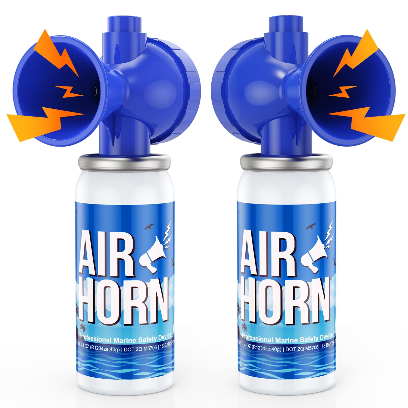 Nicehil 2 Pack Air Horn, 122dB Loud Marine Safety Horn for Boating, Blue | 1.4oz