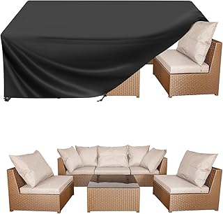 BALEINE Patio Furniture Covers Waterproof, Heavy Duty Outdoor Table Cover | 108"L×82"W×28"H, Waterproof 420D Oxford Fabric, Fade-Proof & UV Resistant, All-Weather Protection, Windproof Straps