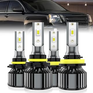 LED Headlight Bulbs Compatible With GMC Terrain 2010-2018,9005 High Beam + H11 Low Beam Light Bulb,6500K White,Plug and Play,Pack of 4