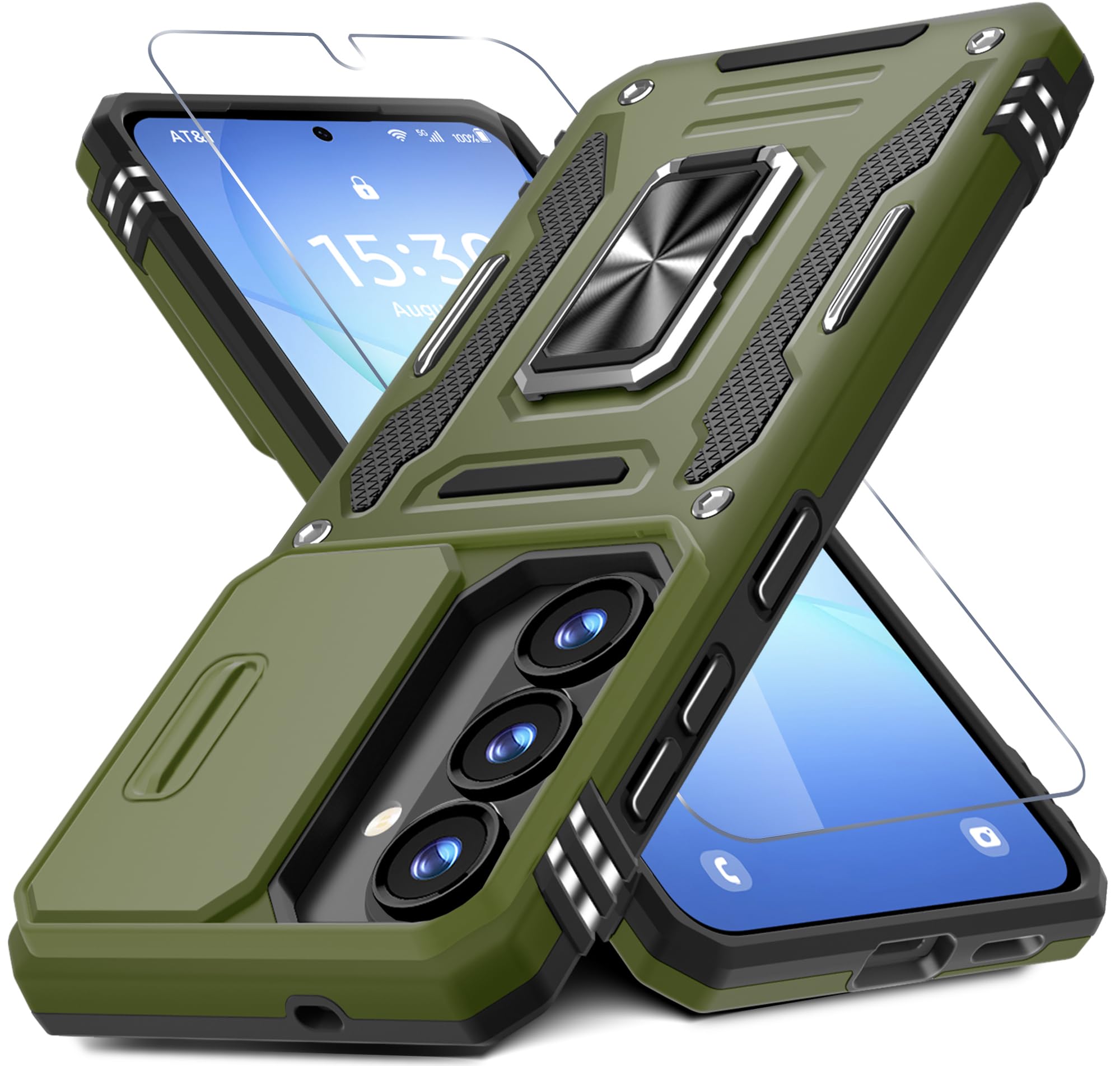 DEERLAMN for Samsung Galaxy S26 Case with Screen Protector,Olive Green | Built-i