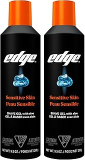 Edge Shaving Gel for Men, Sensitive Skin, 9.5 oz (2 Pack) | Sensitive skin shaving cream gel, Reduces irritation, Aloe-enriched formula, Lubricates for razors, Moisturizing glide