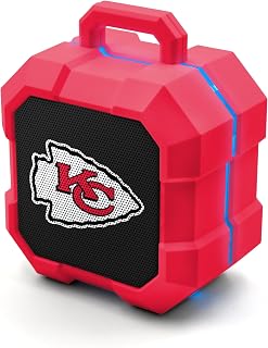 SOAR NFL Shockbox LED Wireless Bluetooth Speaker - Water Resistant IPX4, 5.0 Bluetooth with Over 5 Hours of Play Time - Small Portable Speaker - Officially Licensed NFL, Perfect Home & Outdoor Speaker