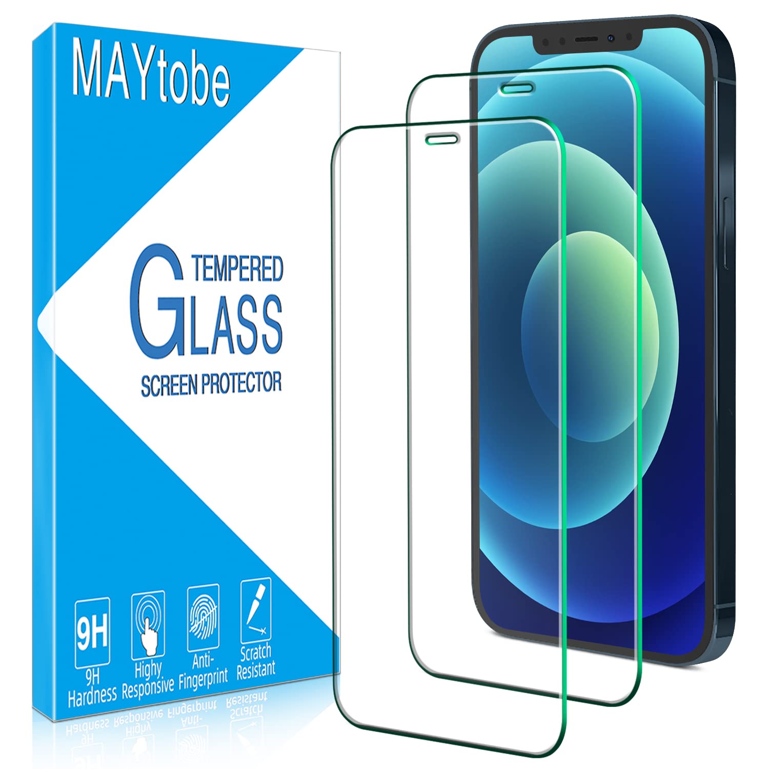 MAYtobe [2 Pack] Tempered Glass for iPhone 12 and iPhone 12 Pro Screen Protector