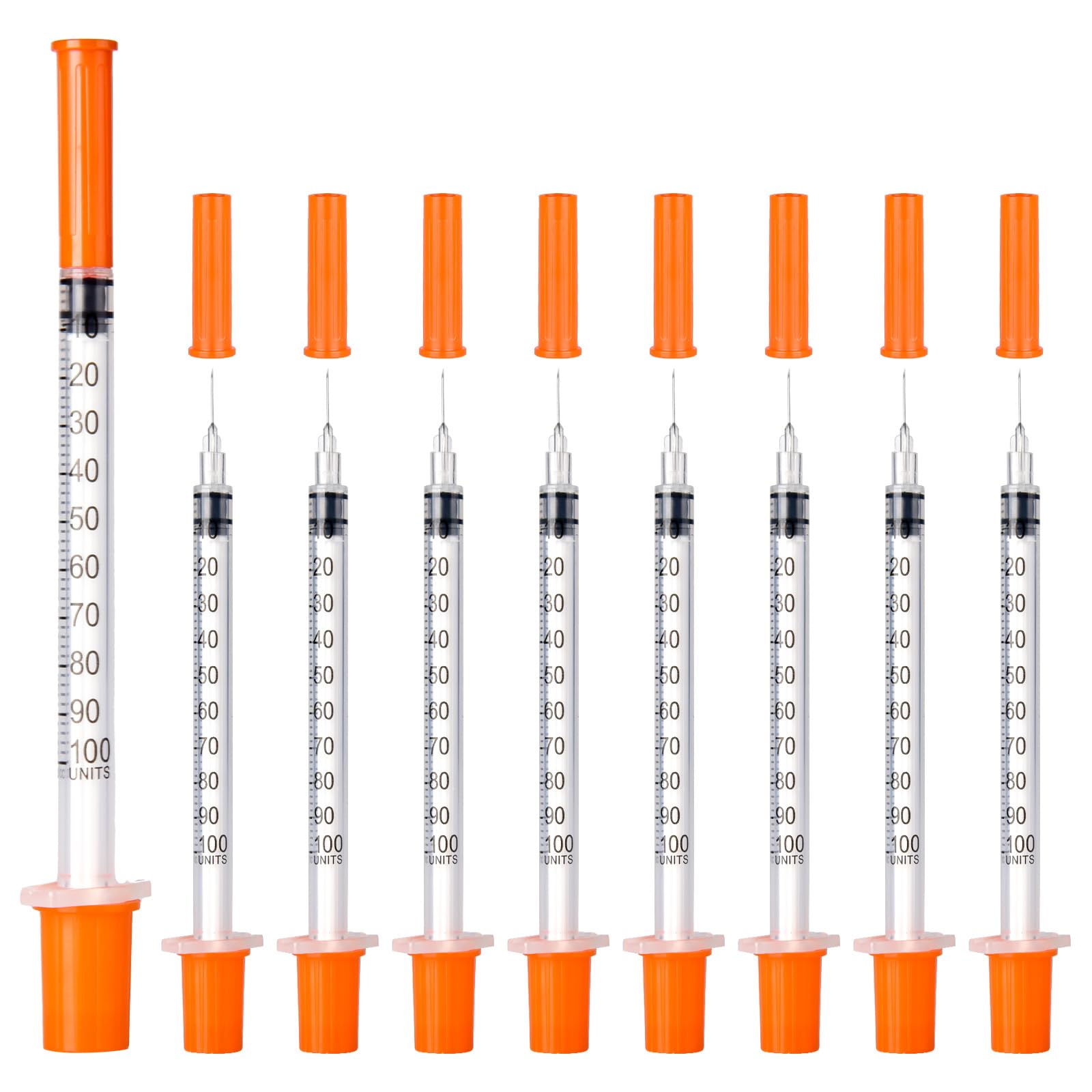 JIUPULL 30PACK U-100 Syringes, 30G 5/16" (8mm) 1ml/cc Disposable Syringe | Indiv