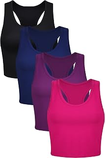 Geyoga 4 Pieces Short Sport Tank Tops