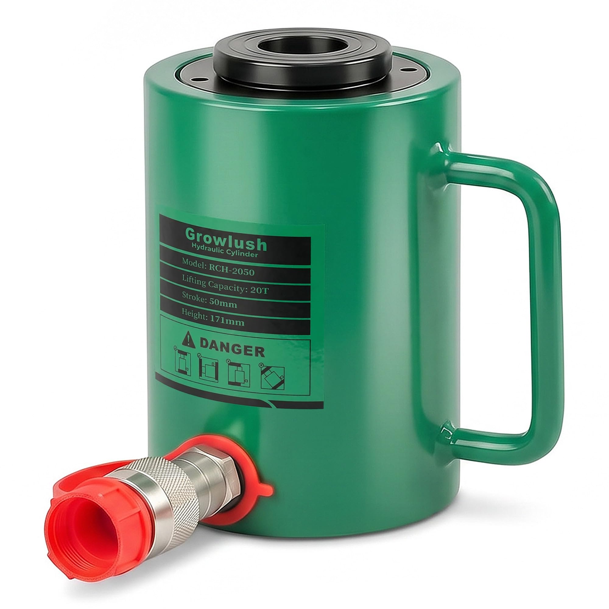 Growlush 20T Hollow Hydraulic Cylinder Jack 2"(50mm) Stroke Hydraulic Ram | Auto