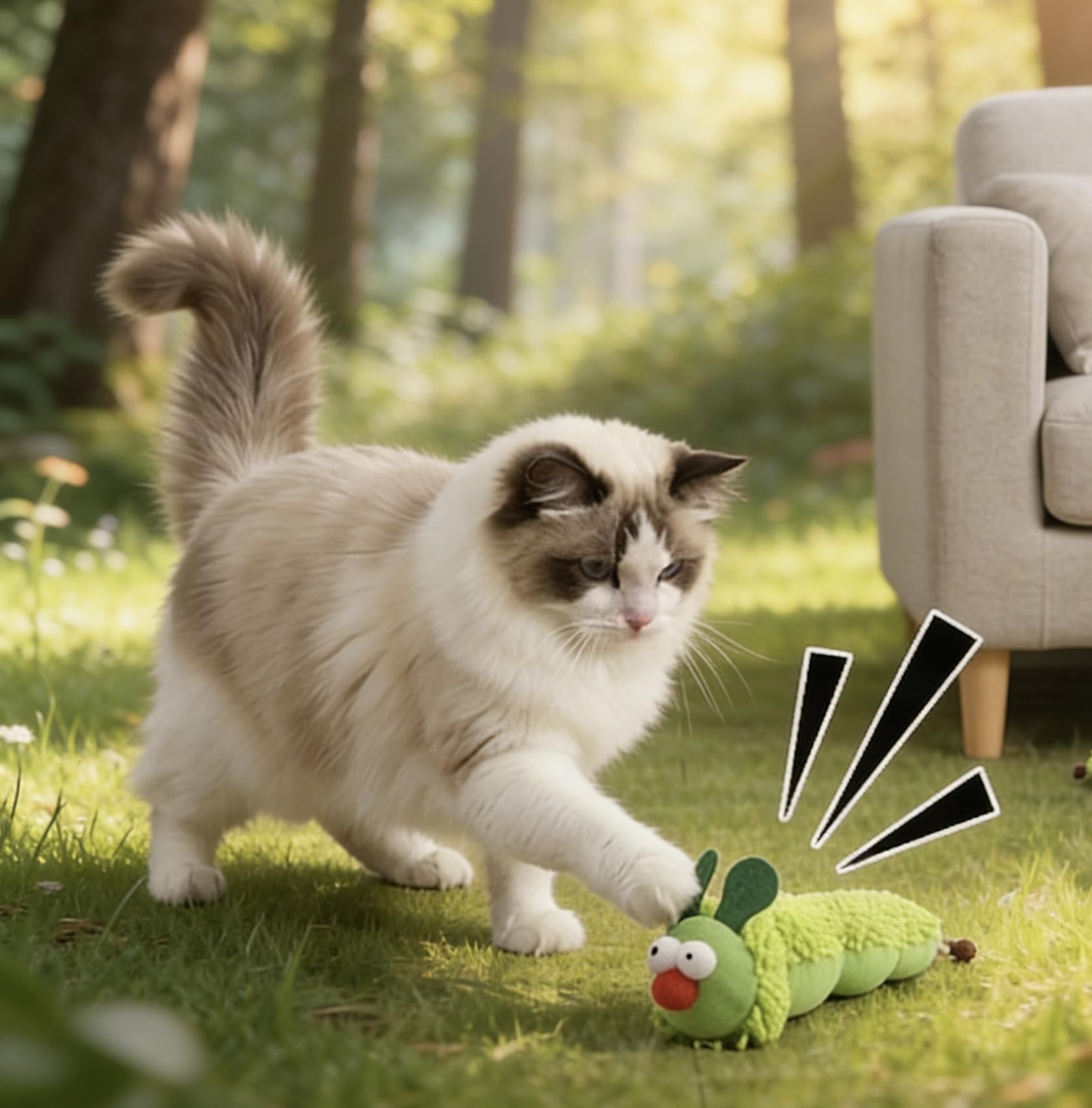Cute Caterpillar Catnip Pillow, Soft Chew Toy for All Indoor Cats