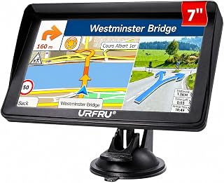 URFRU 7-inch GPS Navigator for Car Truck RV with Hood, No Network Needed | 2026 Offline Maps with Free Update Lifetime, Custom Route by Truck Size, Voice Navigation Safe Driving Alert, HD Touchscreen
