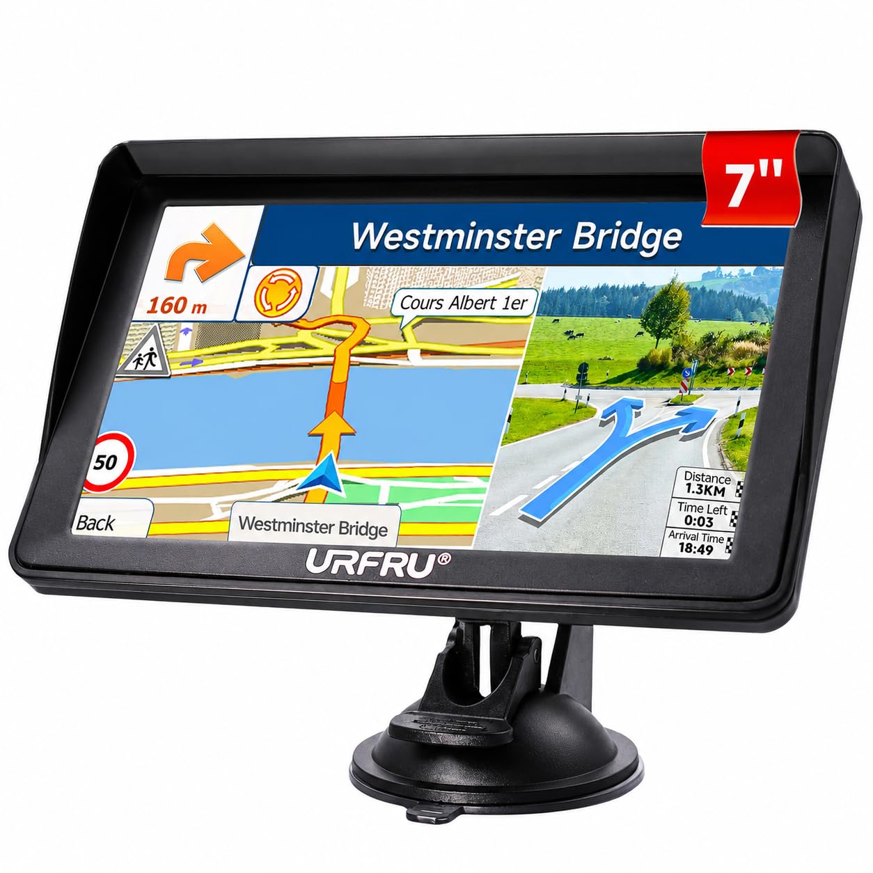 URFRU 7-inch GPS Navigator for Car Truck RV with Hood, No Network Needed | 2026 