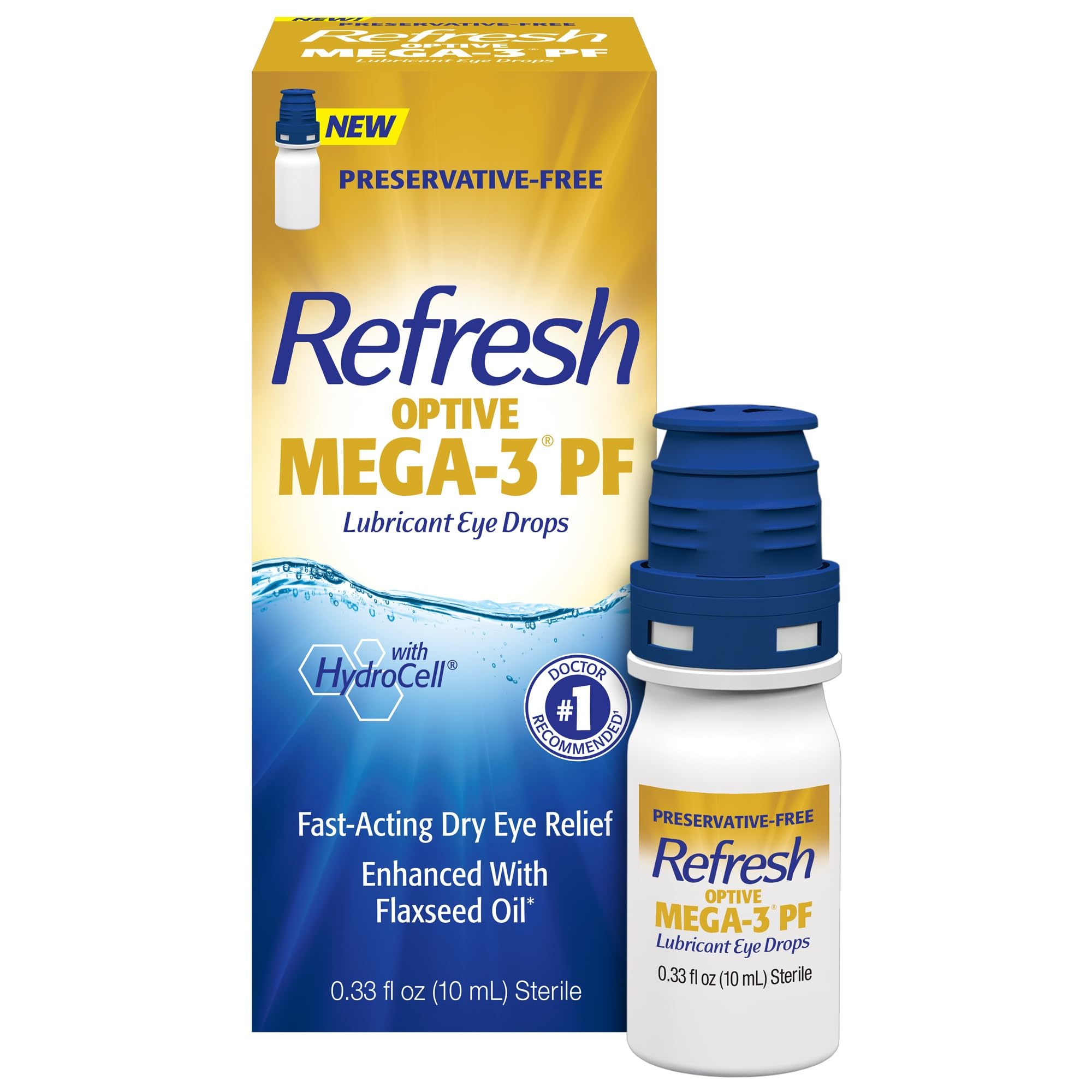 Refresh OPTIVE MEGA-3 PF Lubricant Eye Drops Preservative-Free Artificial Tears,
