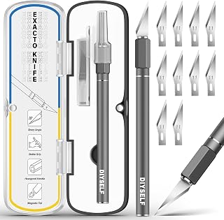 DIYSELF Exacto Knife 12 Pcs Exacto Knife Set with Case for Crafting | Craft Hobby Precision Knife with 11 Blades for Scrapbooking Models 3D Printing Clay Rubber Stamps Gift for Women Adults Men