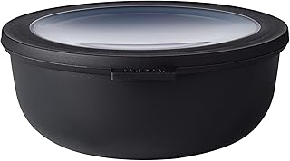 Mepal - Cirqula Round Multi Bowl - Plastic Containers with Lid - Suitable as Airtight Container for Fridge, Microwave, Freezer and Serving Dishes - Kitchen Bowls - 1250ml - Nordic Black