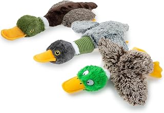 Best Pet Supplies Interactive Mallard Mates Dog Toy with Crinkle and Squeaky Enrichment for Small and Medium Dogs - Mallard Duck (Gray, Gray, Brown), Small