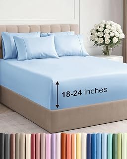 Extra Deep Full Sheet Set - 6 Piece Breathable Cooling Sheets - Light Blue
