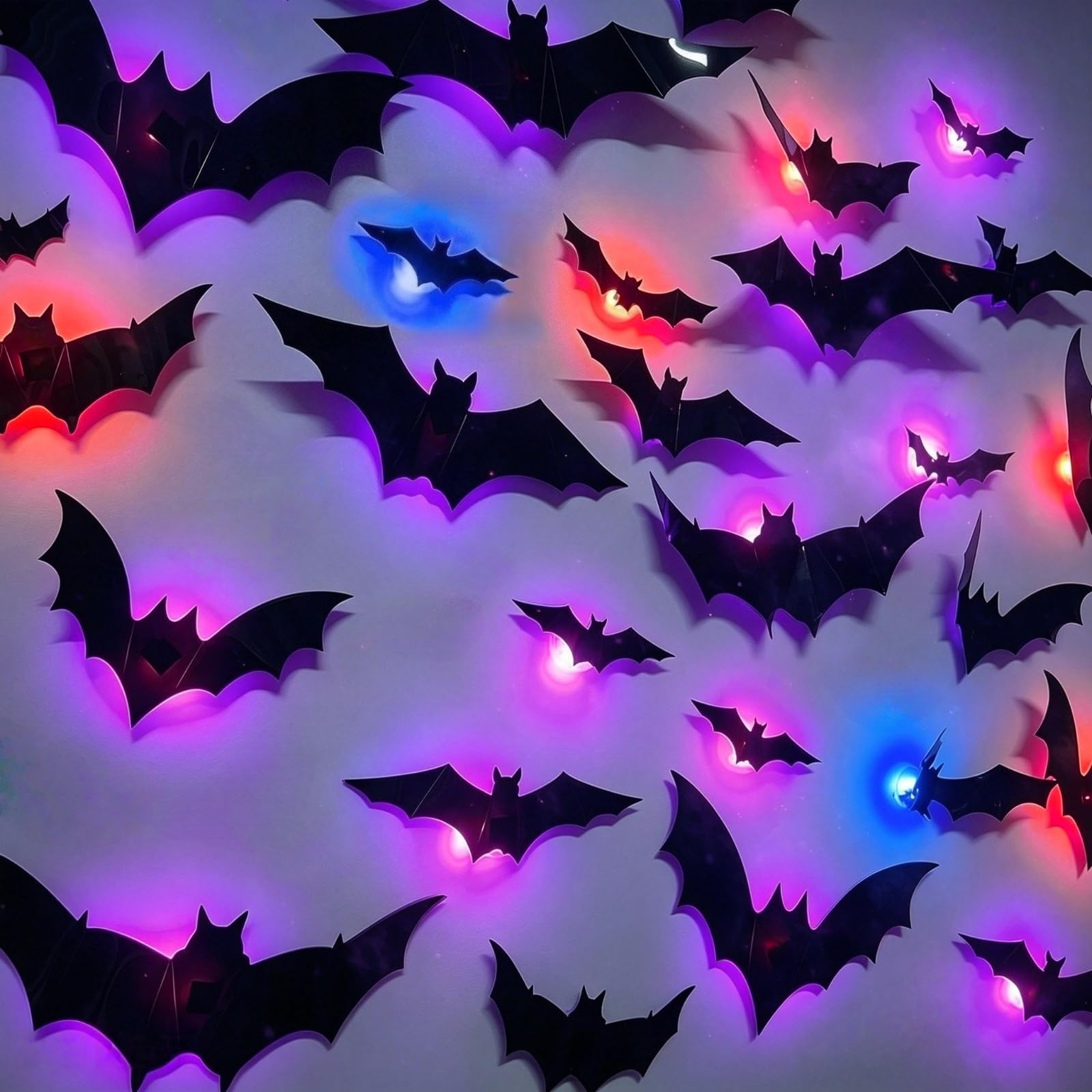 12 Pack Halloween Bats Halloween Decorations LED Bats Wall Decor Indoor | Light 