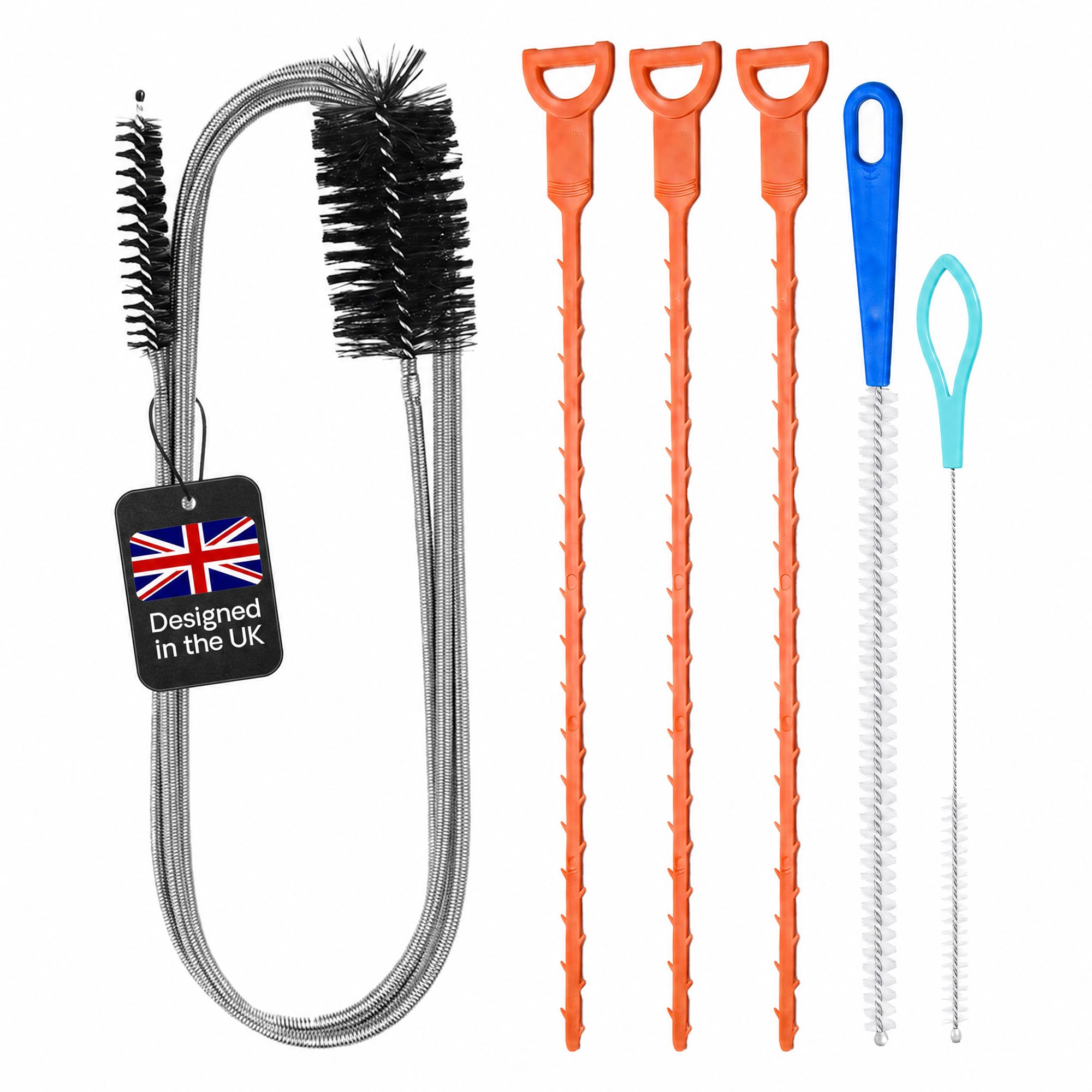 Sink Unblocker, Drain Snake Hair Remover, 6 Piece Drain Unblocker Tool Set | dra