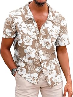 Men's Novelty Hawaiian Floral Shirt Summer Beach Shirts