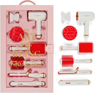 FAO Schwarz Pampered Play Hair Stylist Set, 7-Piece Pretend Accessory Kit | Pretend Play Hair Dryer, Sound Effects, Curling Iron, Brushes, Kids Salon Toy, Beauty Essentials Kit, Gift for Girls