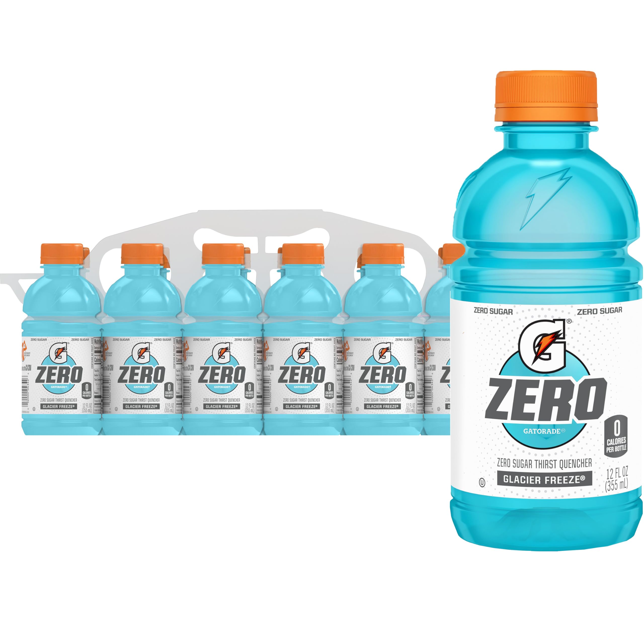 Gatorade Thirst Quencher Zero Sugar Sports Drink, Glacier Freeze, 12oz Bottles, 