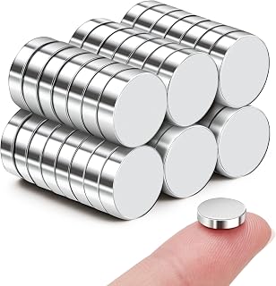 SMARTAKE 45 Pcs Refrigerator Magnets, 10x2.6mm Small Fridge Magnets, Silver | Multi-Use Premium Neodymium Office Magnets for Fridge, Whiteboard, Billboard in Home, Kitchen, Office and School