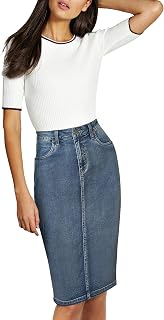 Lexi Womens Stretch Pencil Skirts with Functional Pockets, A Line & Destructed Mini Denim Skirts