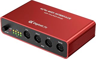 DigitalLife Quad-I/O | 4-In/4-Out MIDI Merge & Thru Box (Metal, Red) | Standalone Routing With 8x Status LEDs. Seamlessly Merge Or Split MIDI Signals. Optimized Performance For MIDI Setup