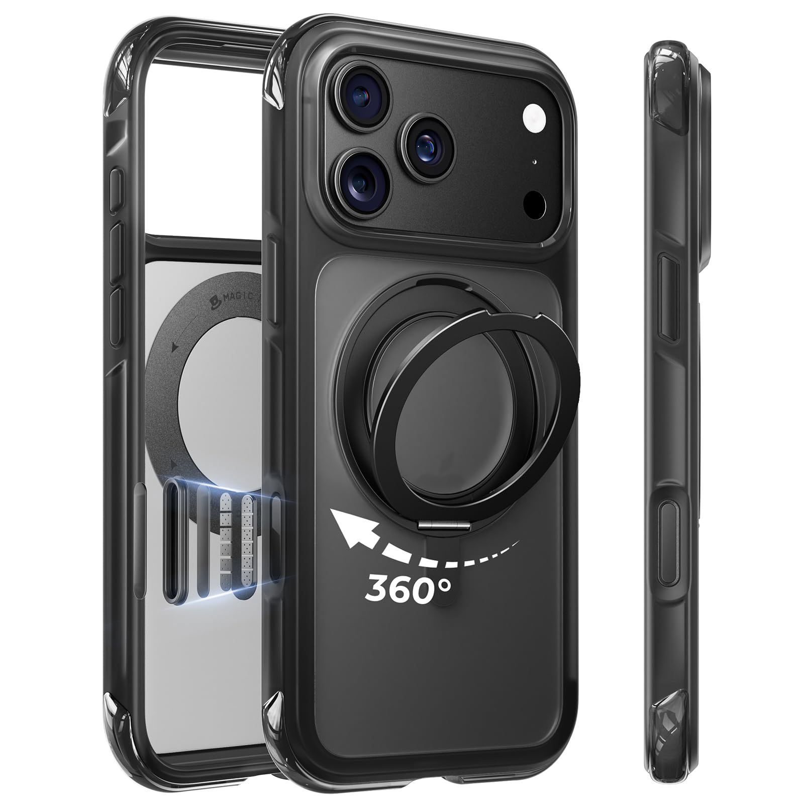 MAGIC JOHN Magnetic for iPhone 18 Pro Case with Stand, Fit for MagSafe
