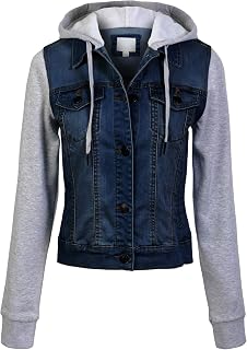 Design by Olivia Women's Classic Casual Hooded Denim Jacket