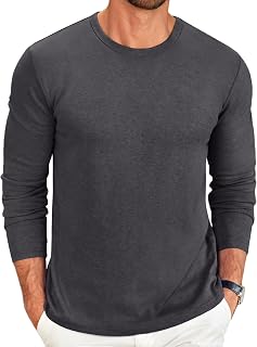 COOFANDY Mens Long Sleeve Crew Neck T Shirts Solid Color Casual Basic Soft Stretch T-Shirts
