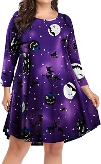 BELAROI Womens Plus Size Fall Dresses A-Line Swing 3/4 Sleeve