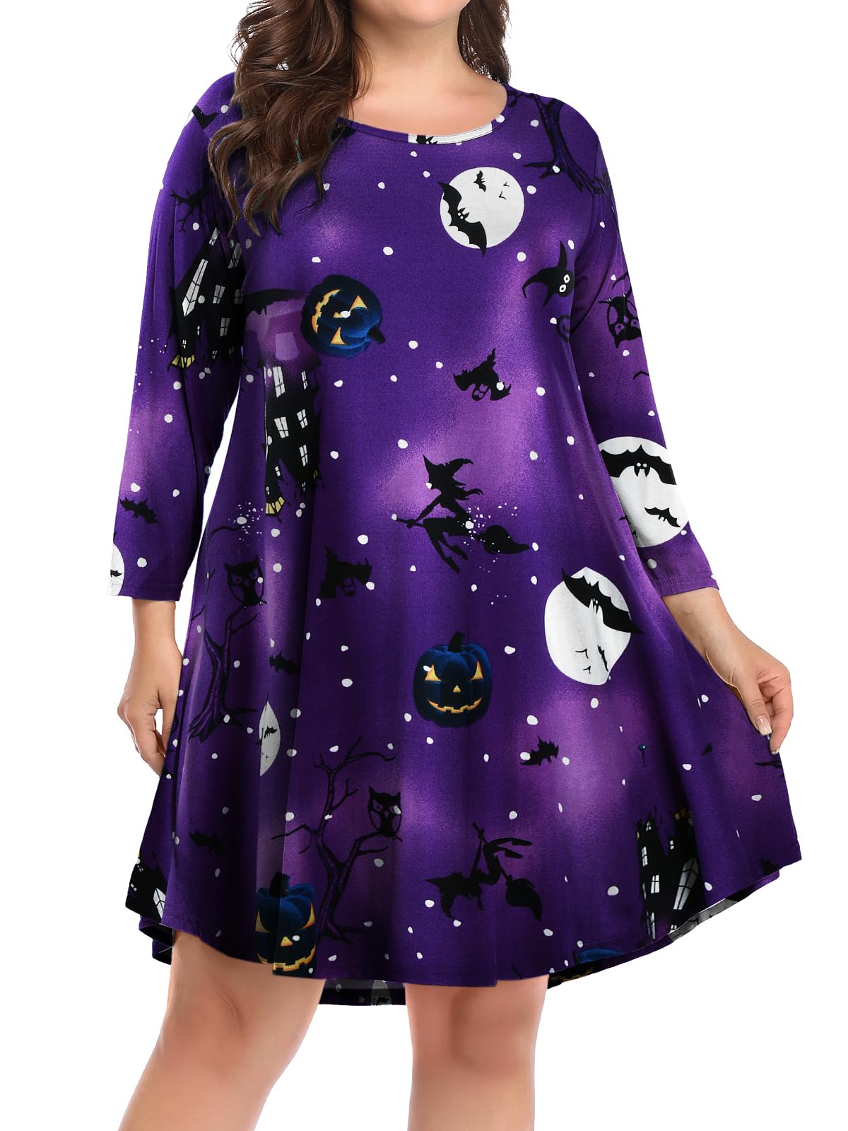 BELAROI Womens Plus Size Fall Dresses A-Line Swing 3/4 Sleeve
