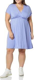 Amazon Essentials Women's Casual Surplice Dress for Beach and Wedding Guest Wear (Available in Plus Size)