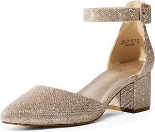 DREAM PAIRS ANNEE Pointed Toe Low Chunky Heel Pumps