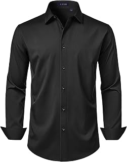J.VER Mens Dress Shirts Stretch Long Sleeve Formal Business Casual Button Down Shirts Wedding Prom