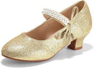 Haloumoning Mary Jane - Scarpe eleganti da bambina, con fiocco e perle